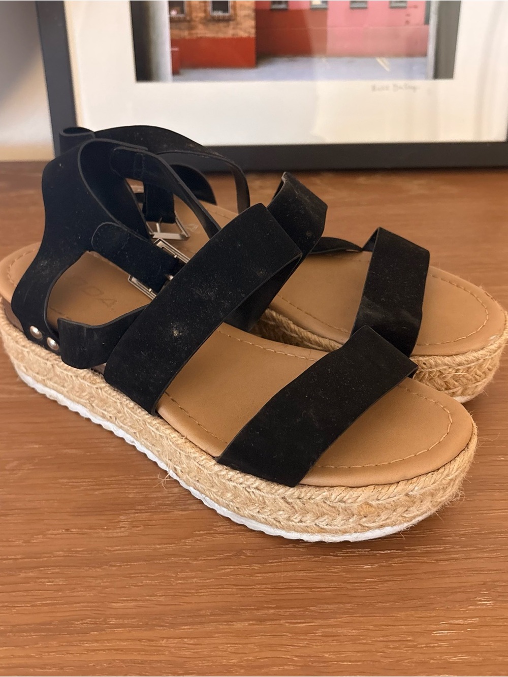 Soda Black Espadrille Platform Sandals